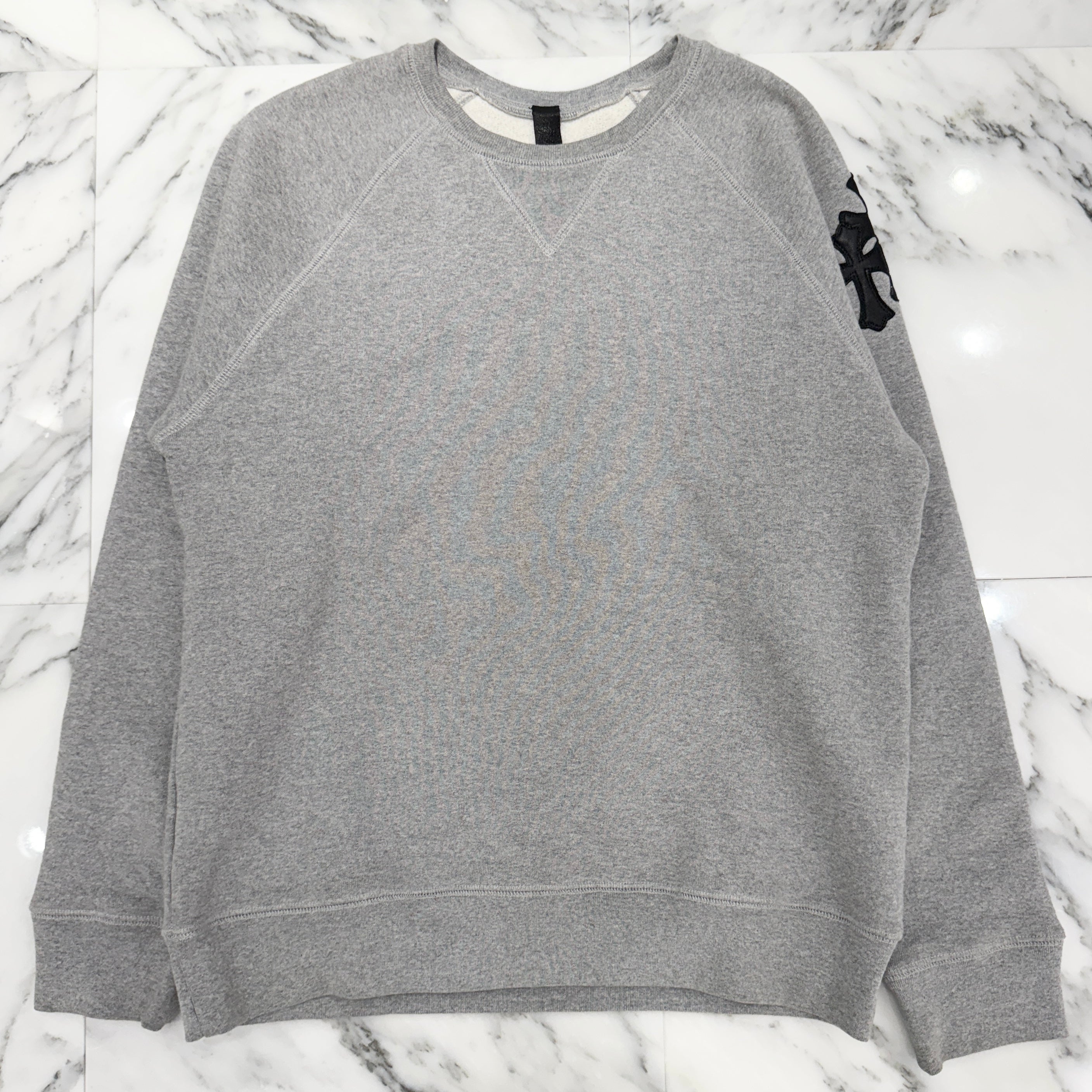 CHROME HEARTS Y NOT Cemetery Cross Leather Patch Sweatshirt Size L クロムハーツ ワイノット セメタリークロス レザーパッチ スウェットシャツ サイズL